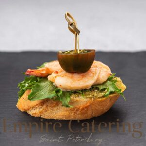 Брускетта с креветкой и томатами черри (40 гр)